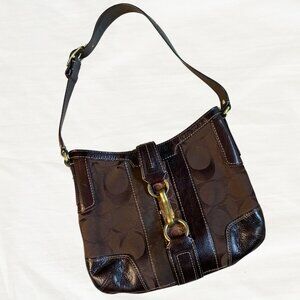 Coach Legacy Shoulder Bag 10625 Brown Signature Stripe Leather